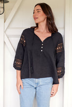 Load image into Gallery viewer, Porter Tassel Black Long Sleeve Top