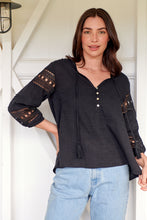 Load image into Gallery viewer, Porter Tassel Black Long Sleeve Top