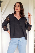 Load image into Gallery viewer, Porter Tassel Black Long Sleeve Top