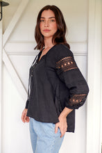 Load image into Gallery viewer, Porter Tassel Black Long Sleeve Top