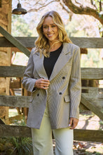 Load image into Gallery viewer, Serenity Brown Tweed Print Button Front Blazer
