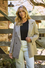 Load image into Gallery viewer, Serenity Brown Tweed Print Button Front Blazer
