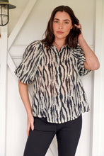 Load image into Gallery viewer, Abigail Puff Sleeve Black Zebra Print Blouse