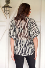 Load image into Gallery viewer, Abigail Puff Sleeve Black Zebra Print Blouse