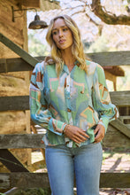 Load image into Gallery viewer, Roux Blue/Green Print Lightweight Summer Shirt