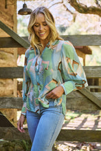 Load image into Gallery viewer, Roux Blue/Green Print Lightweight Summer Shirt