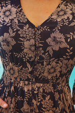 Load image into Gallery viewer, Augustina Long Sleeve Button Front Navy/Cream Print Maxi Dress