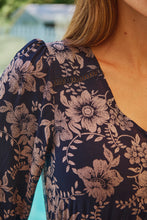 Load image into Gallery viewer, Augustina Long Sleeve Button Front Navy/Cream Print Maxi Dress