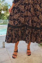 Load image into Gallery viewer, Augustina Long Sleeve Button Front Navy/Cream Print Maxi Dress