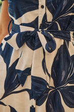 Load image into Gallery viewer, Bellatino White/Navy Blue Print Cap Sleeve Tie Waist Midi Dress