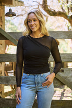 Load image into Gallery viewer, Jazzlyn X over Mesh Black Long Sleeve Top