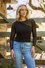 Load image into Gallery viewer, Jazzlyn X over Mesh Black Long Sleeve Top