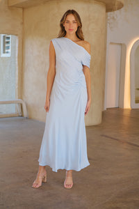 Janae Chiffon Pastel Sky Blue Evening Dress