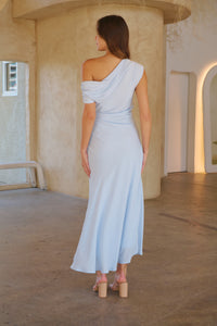 Janae Chiffon Pastel Sky Blue Evening Dress