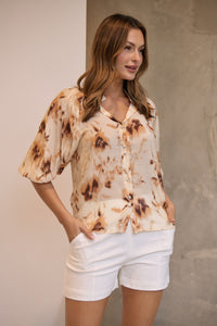 Frida Puff Sleeve Print Blouse