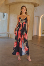 Load image into Gallery viewer, Enya Black/Red Floral Print Jumpsuit