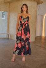 Load image into Gallery viewer, Enya Black/Red Floral Print Jumpsuit