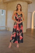 Load image into Gallery viewer, Enya Black/Red Floral Print Jumpsuit