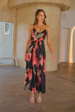Load image into Gallery viewer, Enya Black/Red Floral Print Jumpsuit