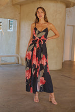 Load image into Gallery viewer, Enya Black/Red Floral Print Jumpsuit