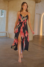 Load image into Gallery viewer, Enya Black/Red Floral Print Jumpsuit