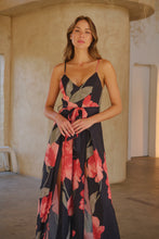 Load image into Gallery viewer, Enya Black/Red Floral Print Jumpsuit