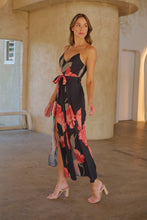 Load image into Gallery viewer, Enya Black/Red Floral Print Jumpsuit