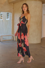 Load image into Gallery viewer, Enya Black/Red Floral Print Jumpsuit
