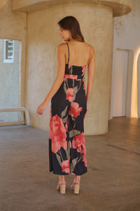 Enya Black/Red Floral Print Jumpsuit