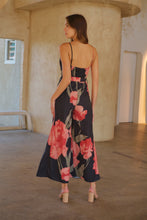 Load image into Gallery viewer, Enya Black/Red Floral Print Jumpsuit