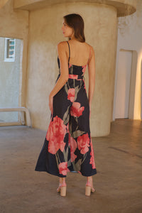 Enya Black/Red Floral Print Jumpsuit