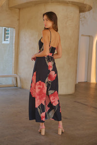 Enya Black/Red Floral Print Jumpsuit