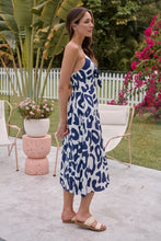Load image into Gallery viewer, Ivanna White/Navy Animal Print Singlet Tie Front Dress