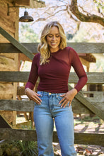 Load image into Gallery viewer, Jazzlyn X over Mesh Burgundy Long Sleeve Top
