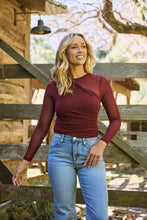 Load image into Gallery viewer, Jazzlyn X over Mesh Burgundy Long Sleeve Top
