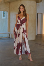 Load image into Gallery viewer, Enya Beige/Brown Floral Print Jumpsuit