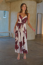 Load image into Gallery viewer, Enya Beige/Brown Floral Print Jumpsuit