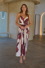Load image into Gallery viewer, Enya Beige/Brown Floral Print Jumpsuit
