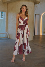 Load image into Gallery viewer, Enya Beige/Brown Floral Print Jumpsuit