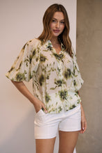 Load image into Gallery viewer, Frida Puff Sleeve Sage/Forrest Green Print Blouse