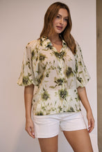 Load image into Gallery viewer, Frida Puff Sleeve Sage/Forrest Green Print Blouse