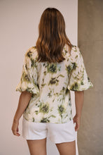 Load image into Gallery viewer, Frida Puff Sleeve Sage/Forrest Green Print Blouse