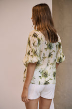 Load image into Gallery viewer, Frida Puff Sleeve Sage/Forrest Green Print Blouse