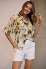 Load image into Gallery viewer, Frida Puff Sleeve Sage/Forrest Green Print Blouse