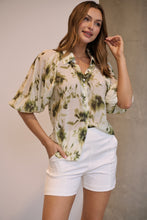 Load image into Gallery viewer, Frida Puff Sleeve Sage/Forrest Green Print Blouse