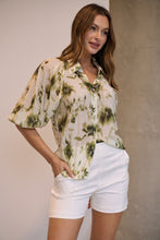Load image into Gallery viewer, Frida Puff Sleeve Sage/Forrest Green Print Blouse