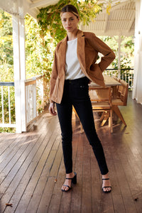 Cassia Corduroy Tan Collared Blazer