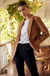 Cassia Corduroy Tan Collared Blazer