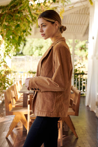 Cassia Corduroy Tan Collared Blazer