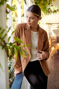 Cassia Corduroy Tan Collared Blazer